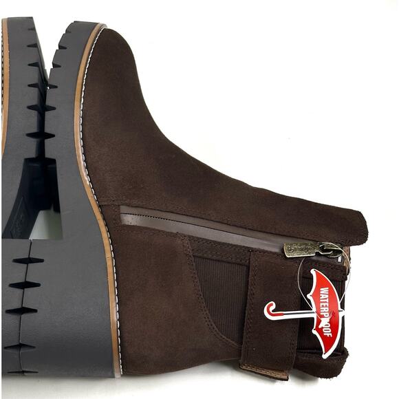 Blondo Dakota Waterproof Ankle Boots Brown Suede Buckle Strap Womens 7.5M New - Picture 8 of 13